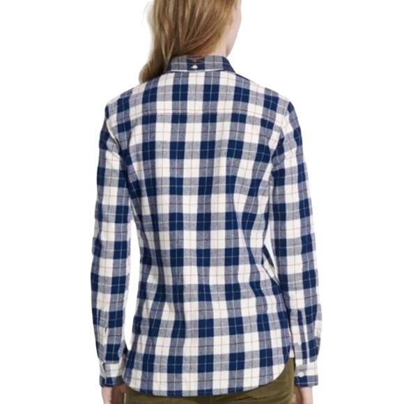 Madewell and Penfield Slim Flannel warm cozy layer white blue red plaid XS (#2) - Picture 2 of 9
